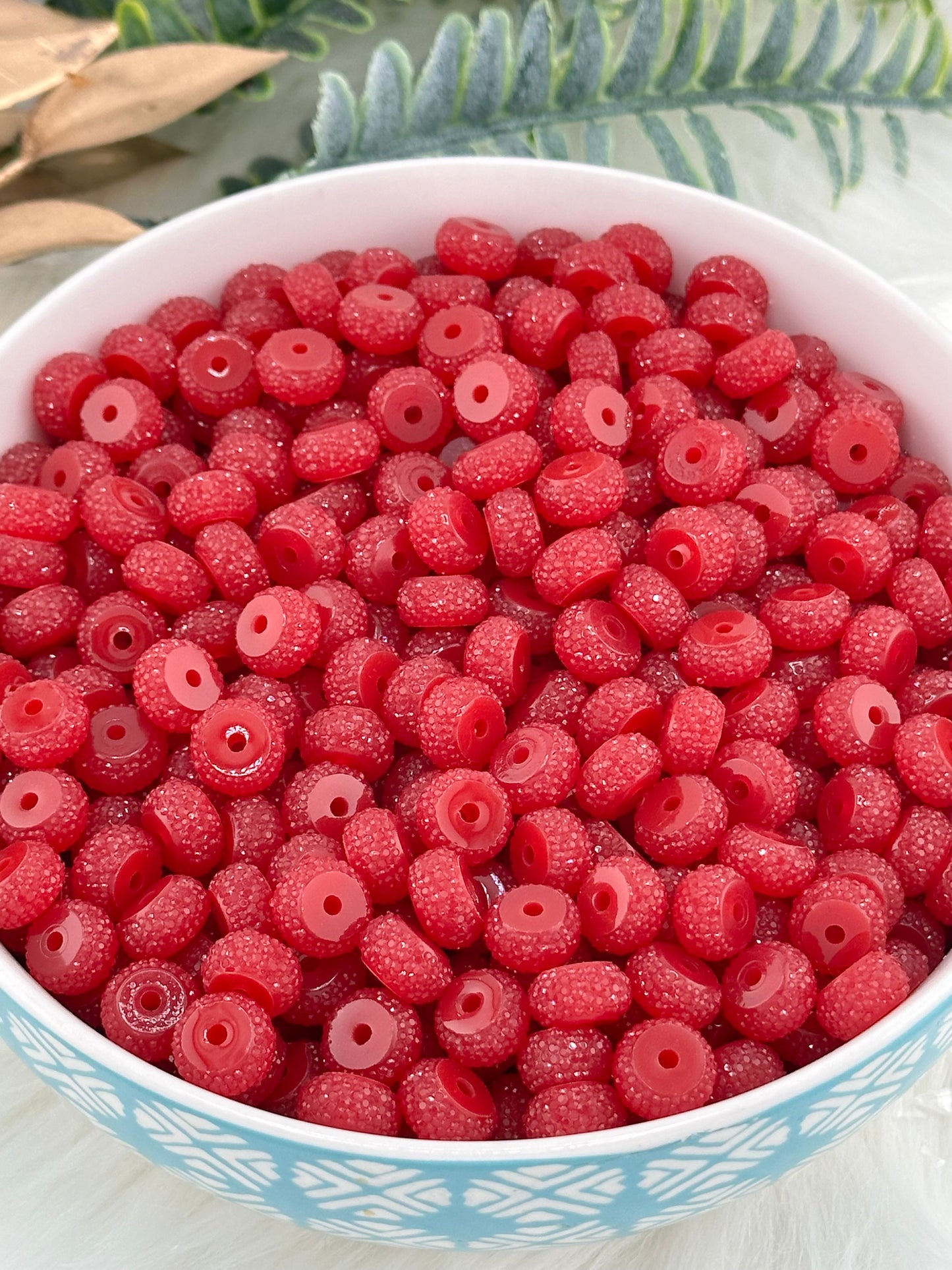 Resin Rhinestone Spacer 12mm ~ Christmas Red (10ct)