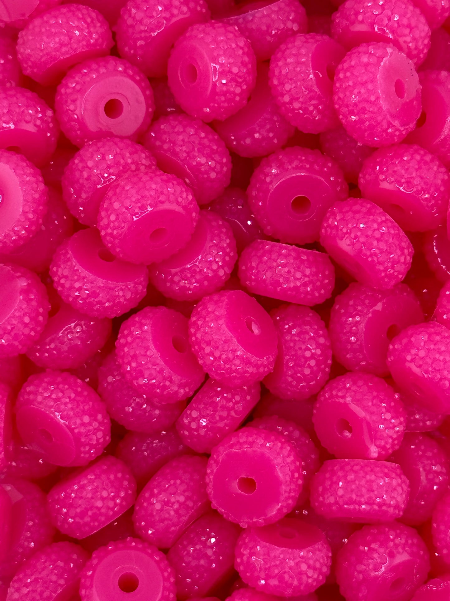Resin Rhinestone Spacer 12mm ~ Fuchsia (10ct)