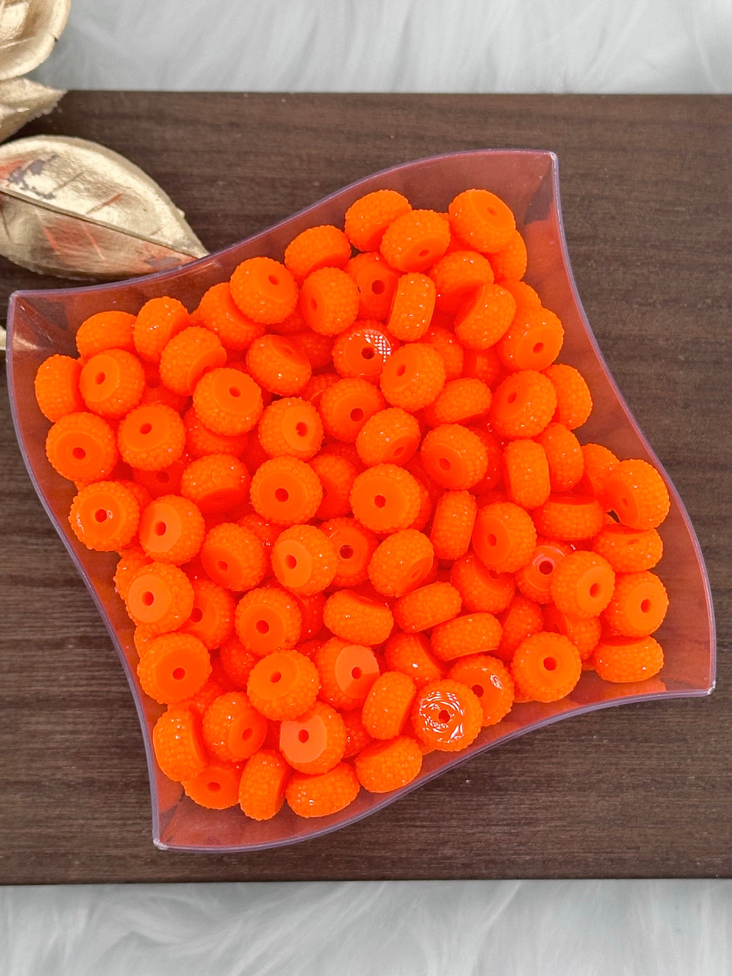 Resin Rhinestone Spacer 12mm ~ Neon Orange (10ct)