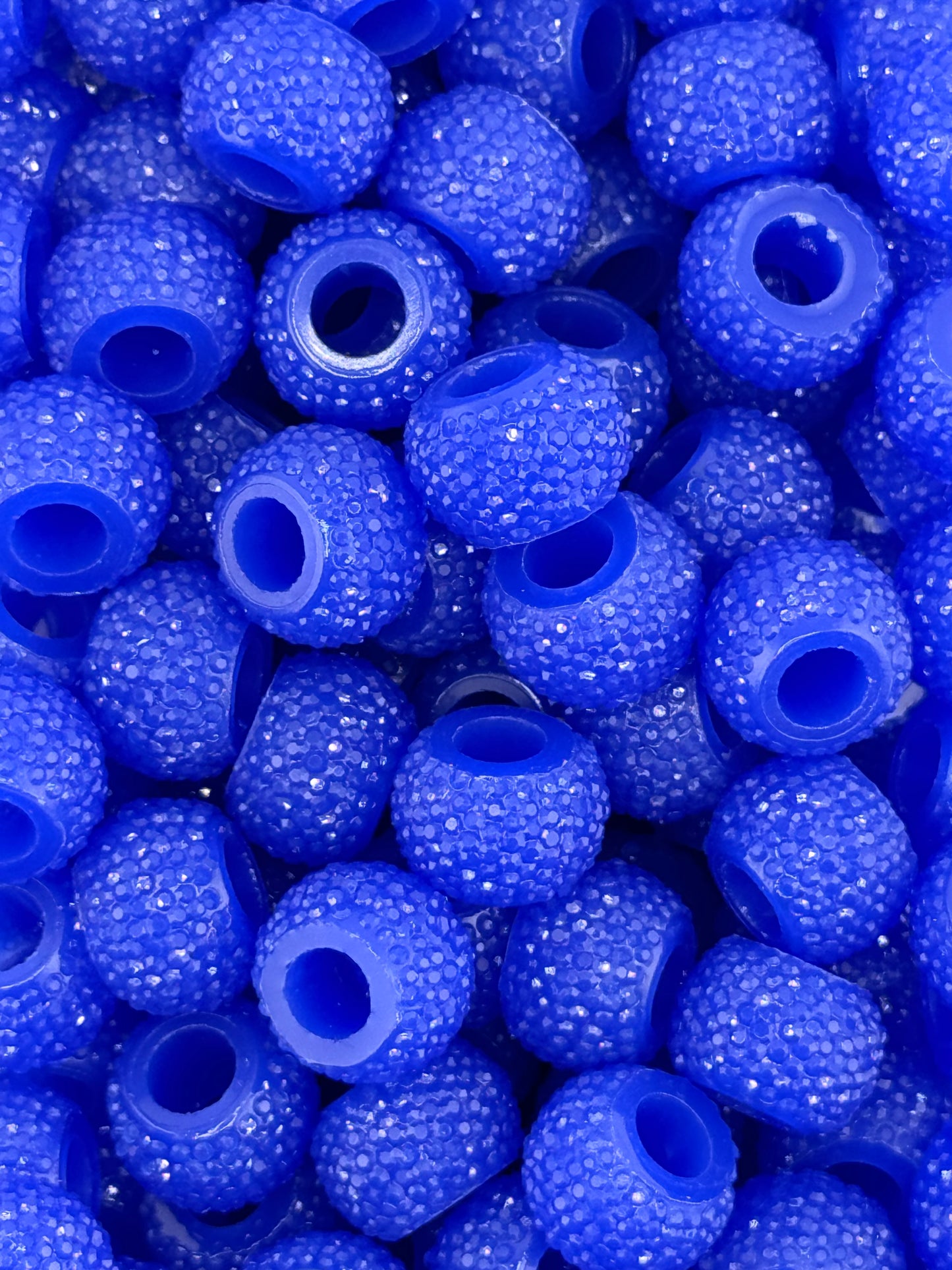 Resin Rhinestone Spacer 12mm ~ Wide Large Hole ~ Royal Blue (10ct)