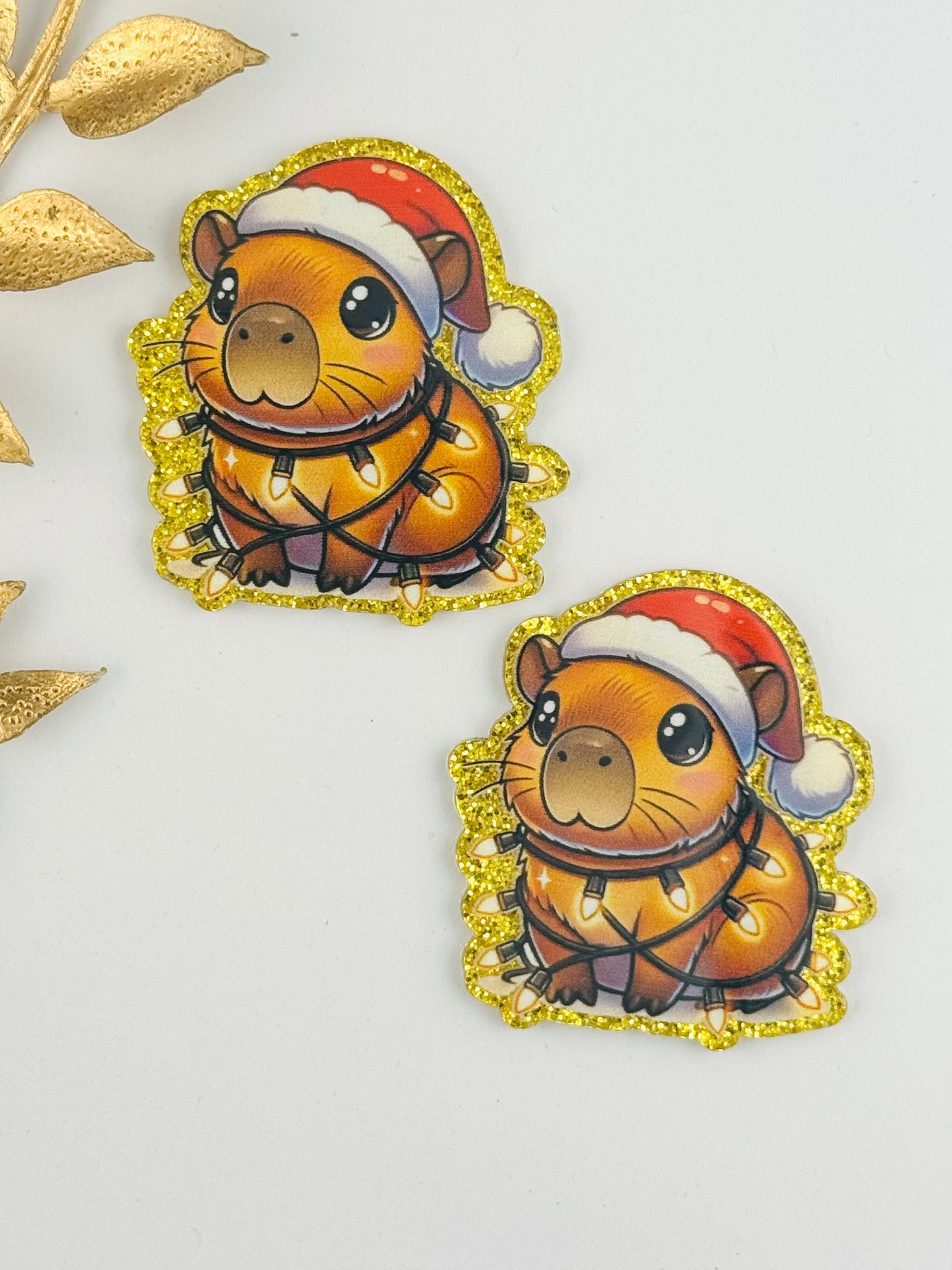 Glitter Acrylic Flatback ~ 119 ~ Christmas Capybara
