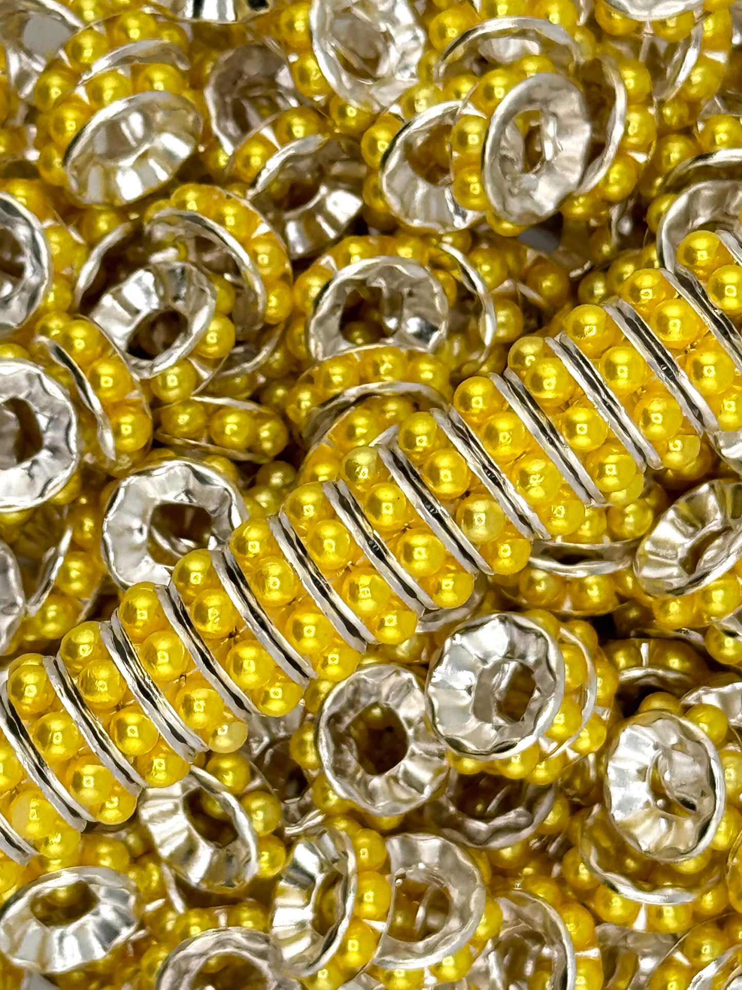 Pearl Gem 12mm Spacers ~ Large Hole (10ct)