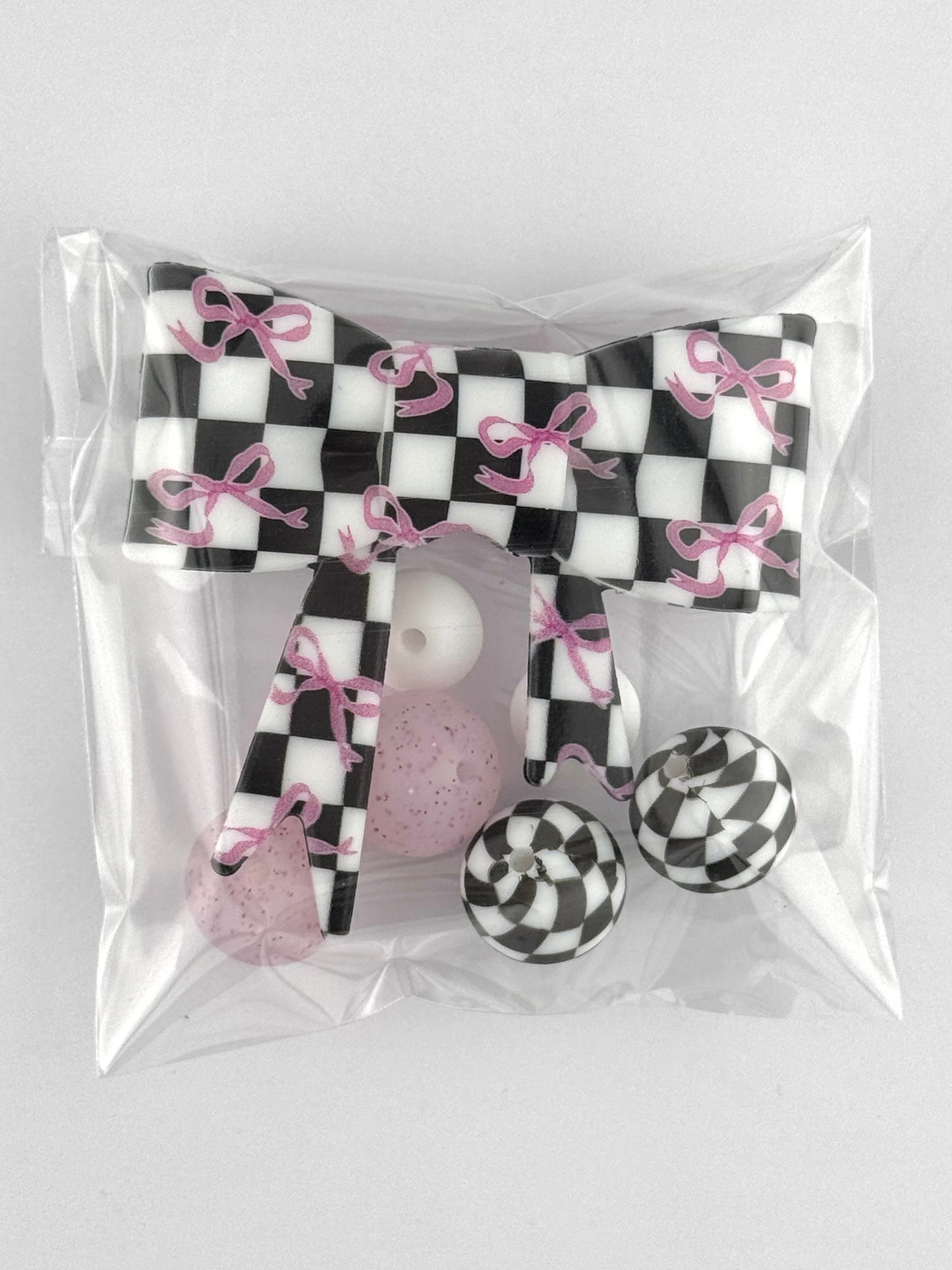 Bead Bag - Coquette Checkered Bow