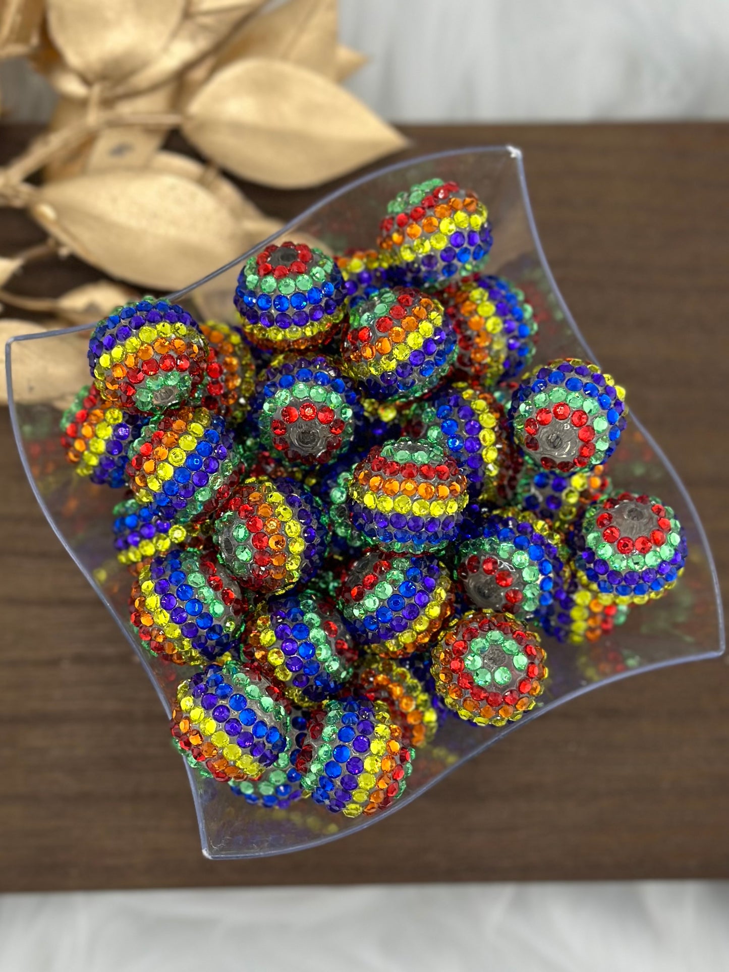 Rhinestone 20mm Acrylic ~ Rainbow Stripe