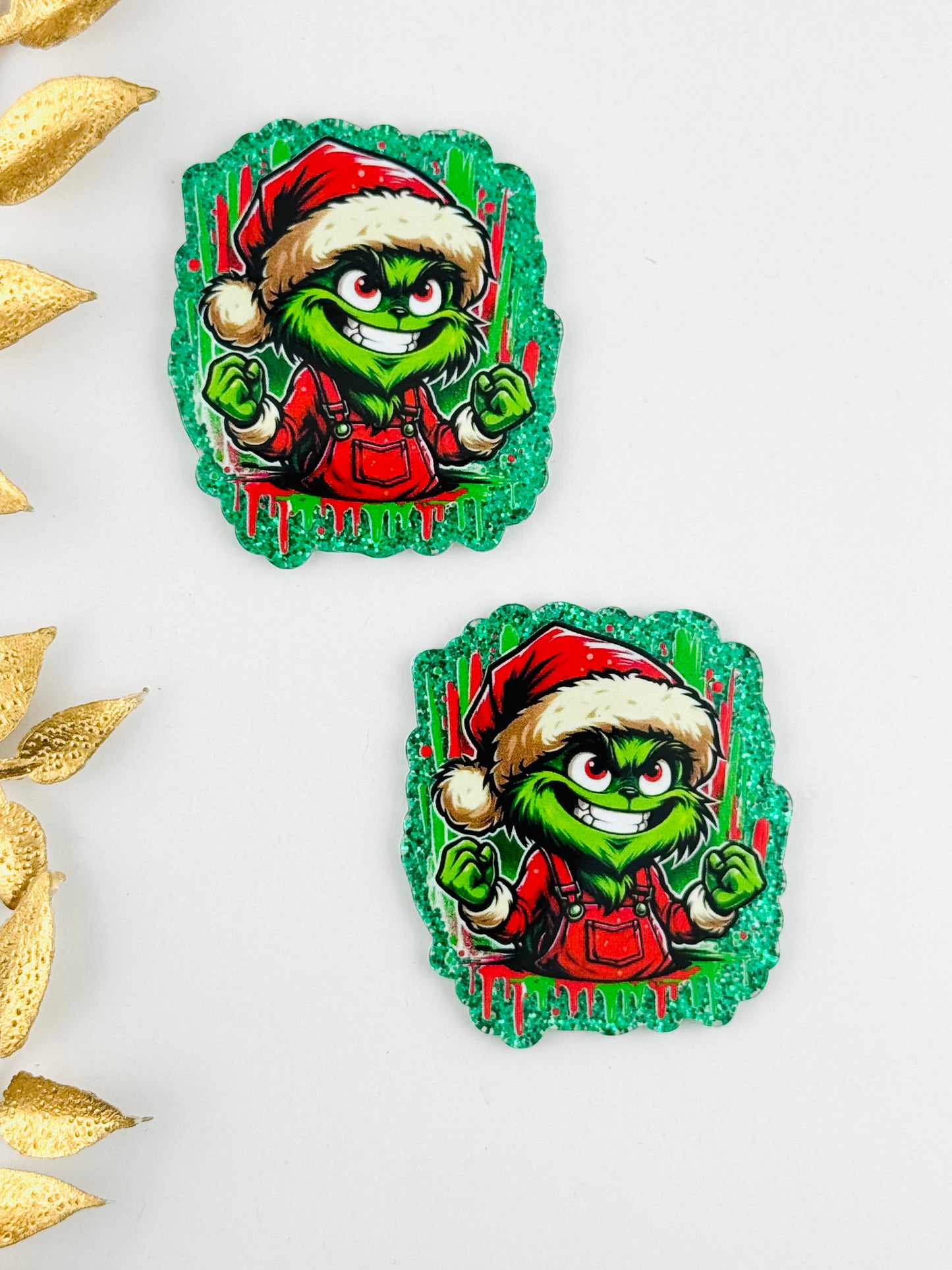 Glitter Acrylic Flatback ~ 183 ~ Green Monster