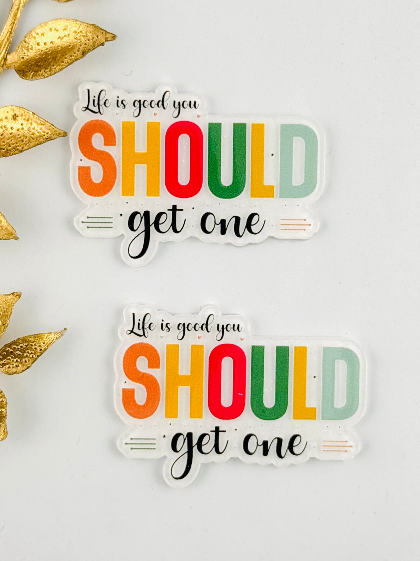 Glitter Acrylic Flatback ~ 145 ~ Life is Good, You Should Get One