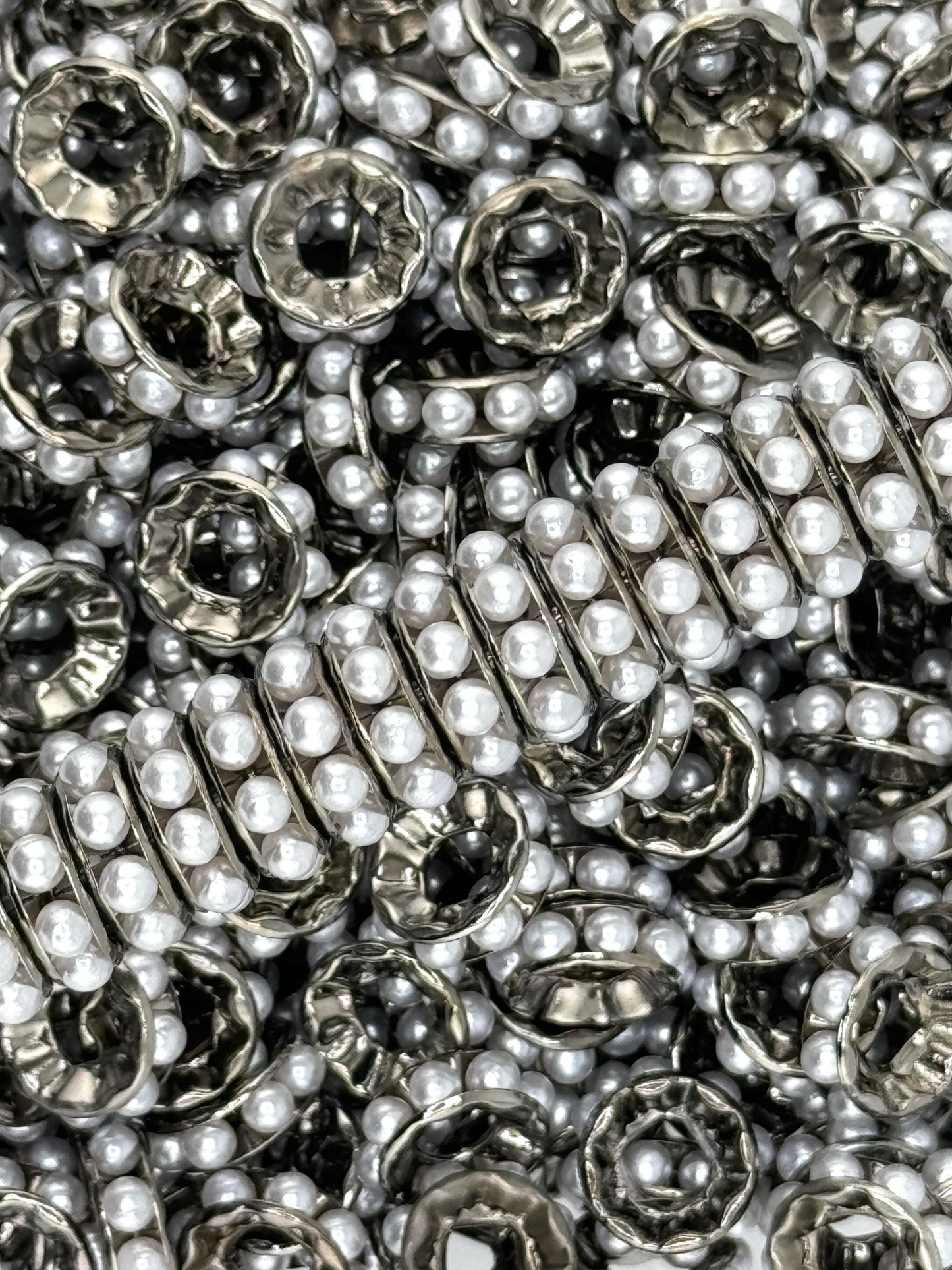 Pearl Gem 12mm Spacers ~ Large Hole (10ct)