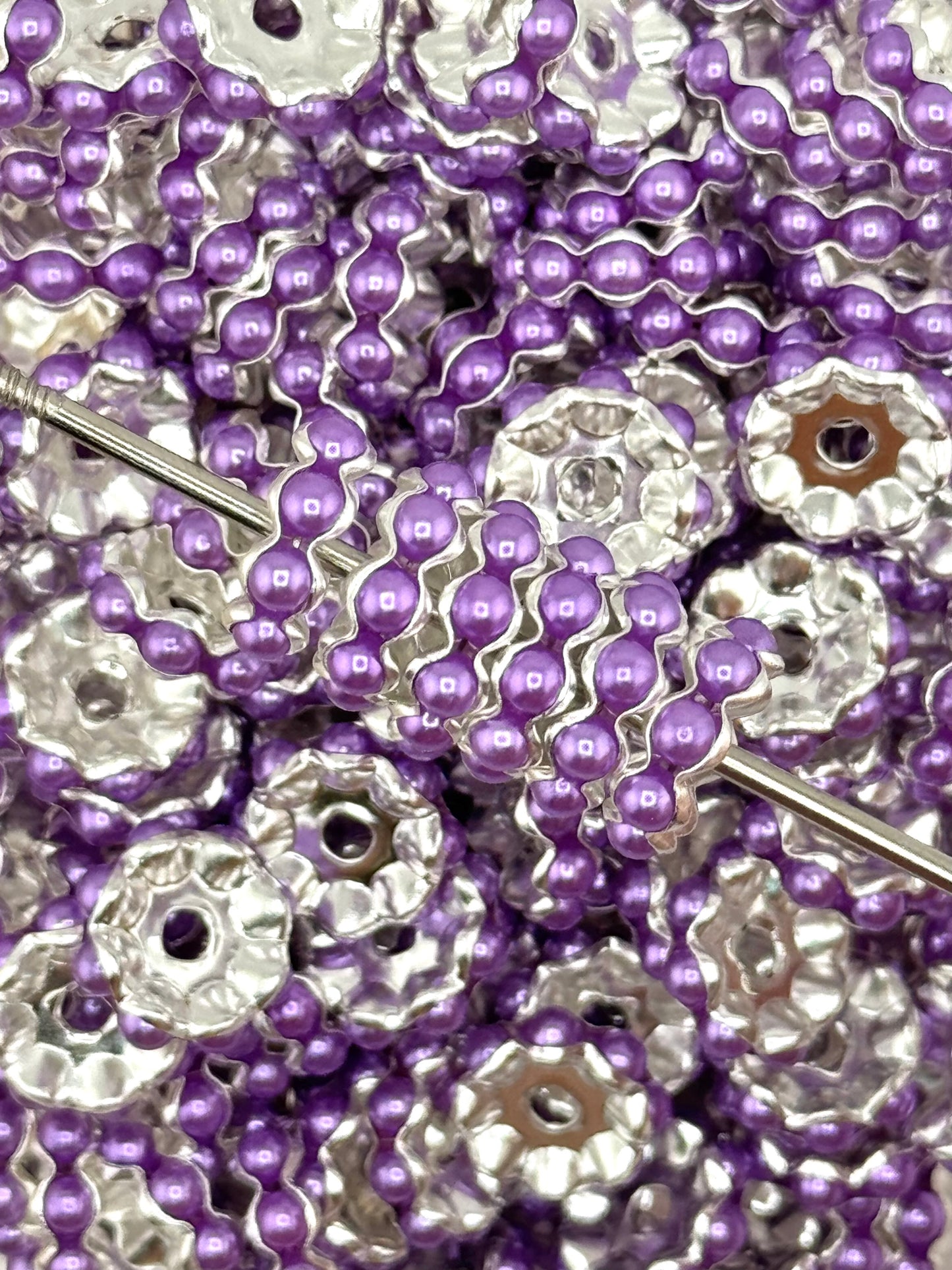 Pearl Gem 12mm Spacers ~ Small Hole WAVY (10ct)