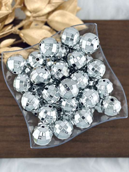 Faceted Silver Disco 20mm Acrylic