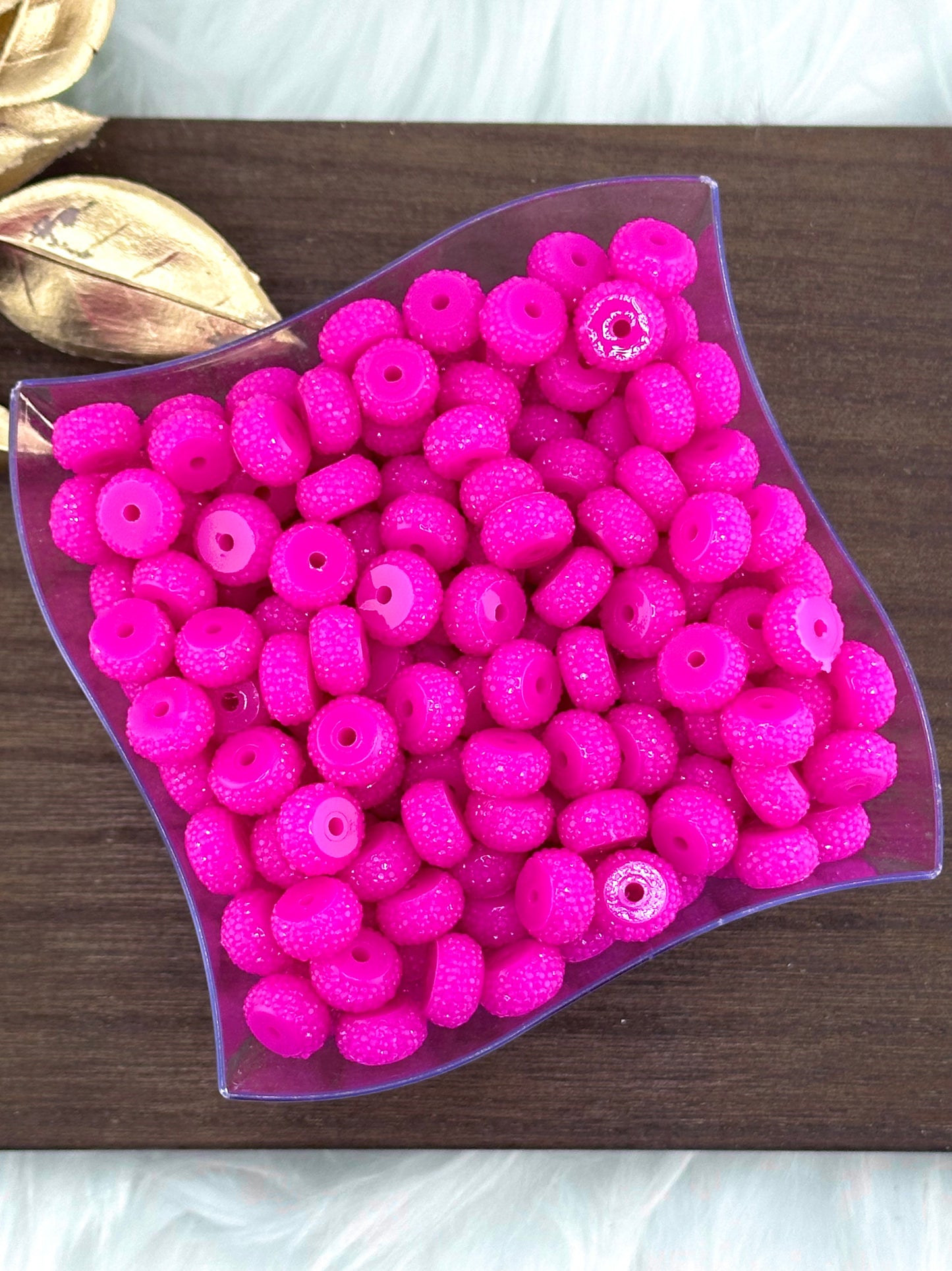 Resin Rhinestone Spacer 12mm ~ Magenta (10ct)