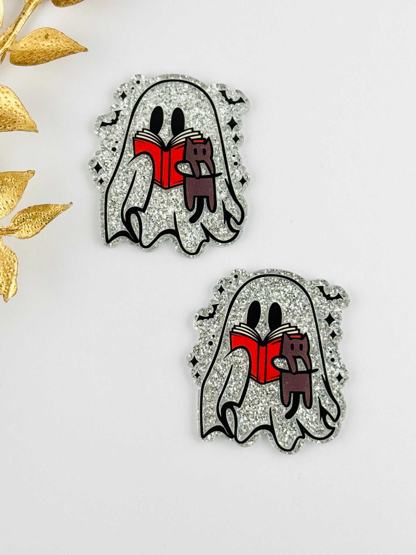 Glitter Acrylic Flatback ~ 218 ~ Book, Boo and Kitty