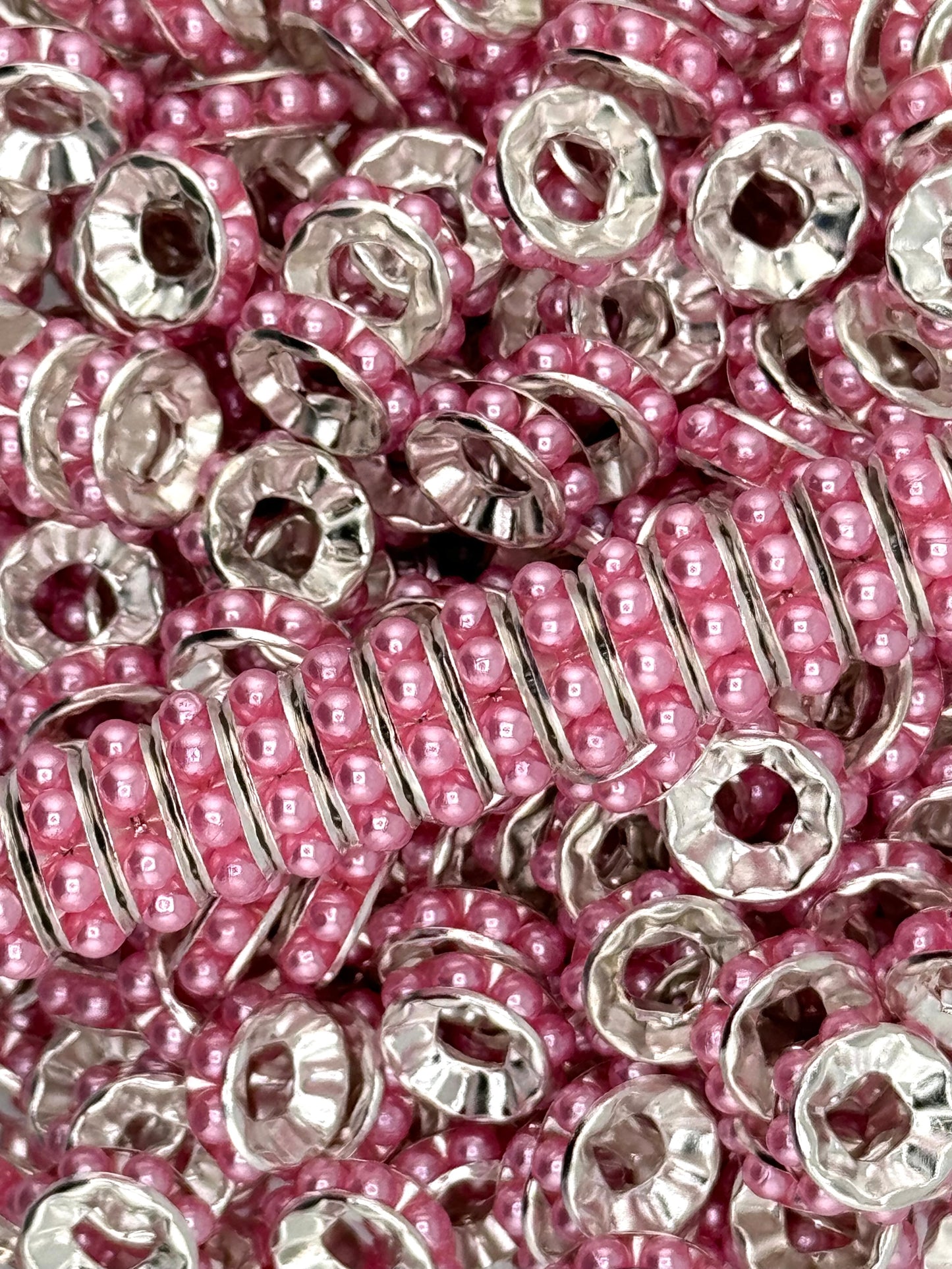 Pearl Gem 12mm Spacers ~ Large Hole (10ct)