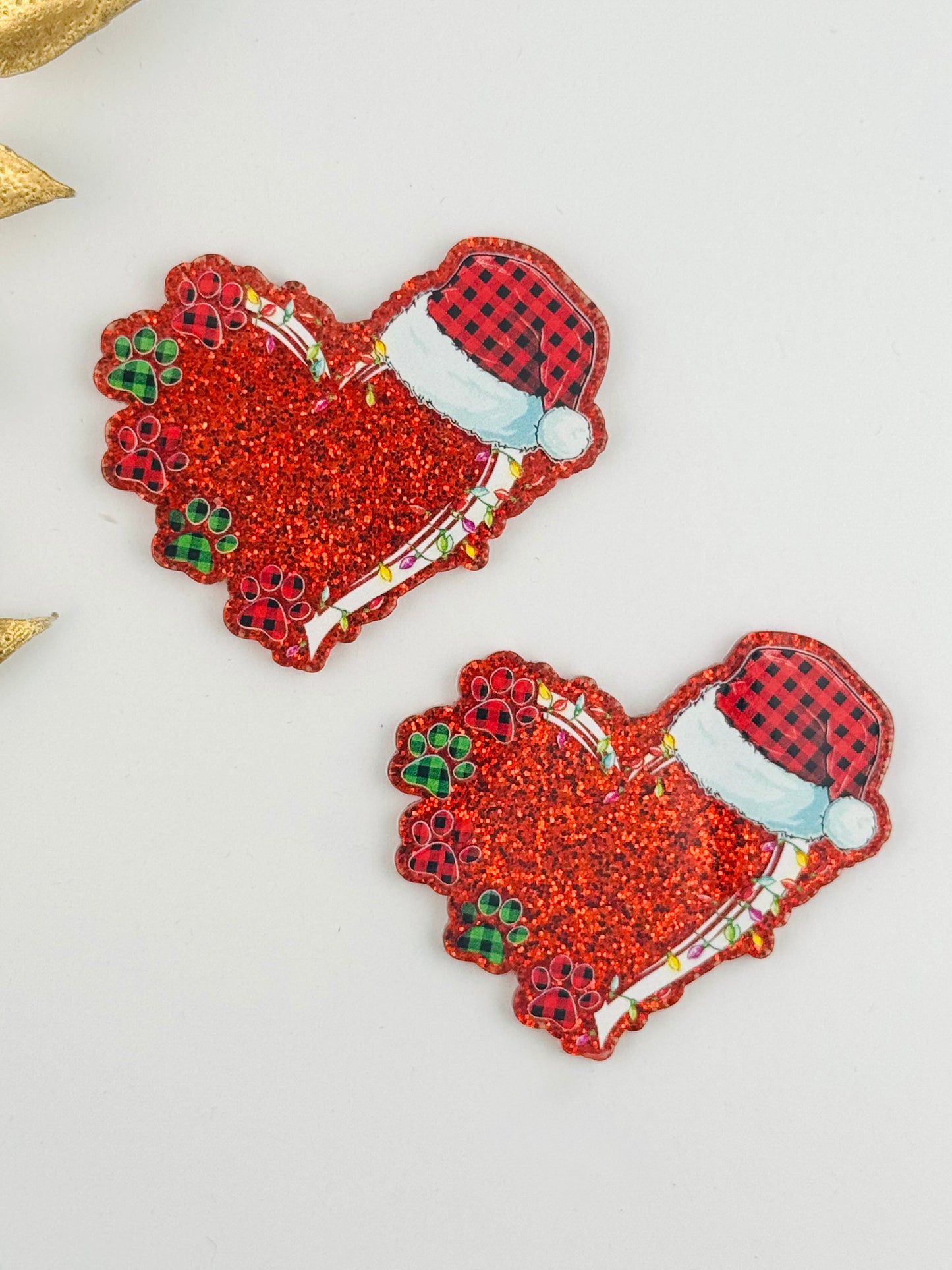 Glitter Acrylic Flatback ~ 101 ~ Christmas Paws