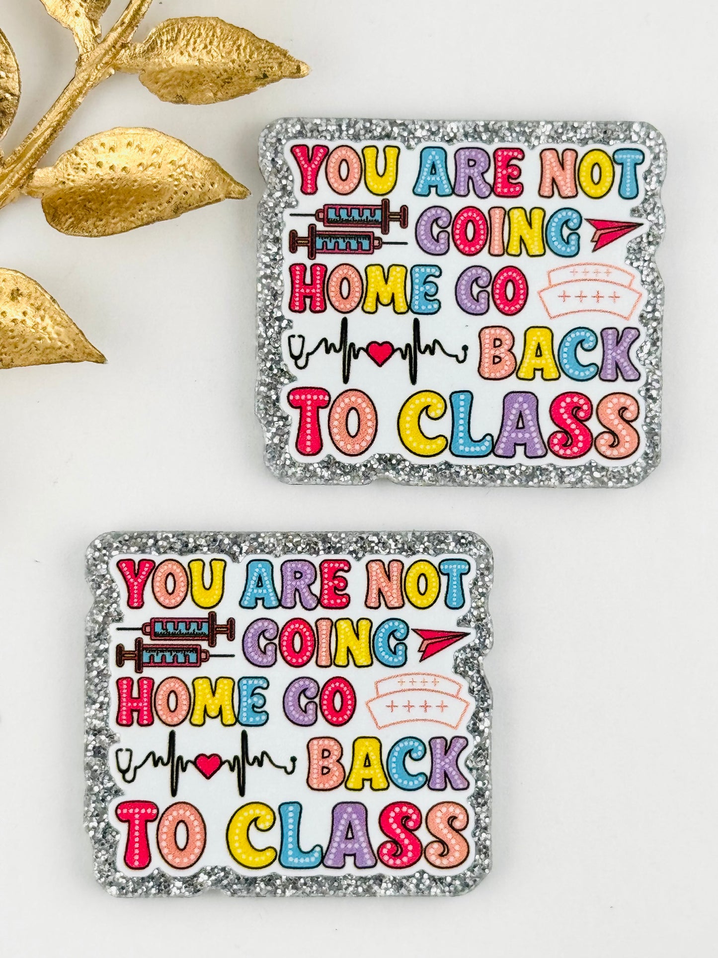 Glitter Acrylic Flatback ~ 1078N ~ You Are Not Going Home, Go Back To Class