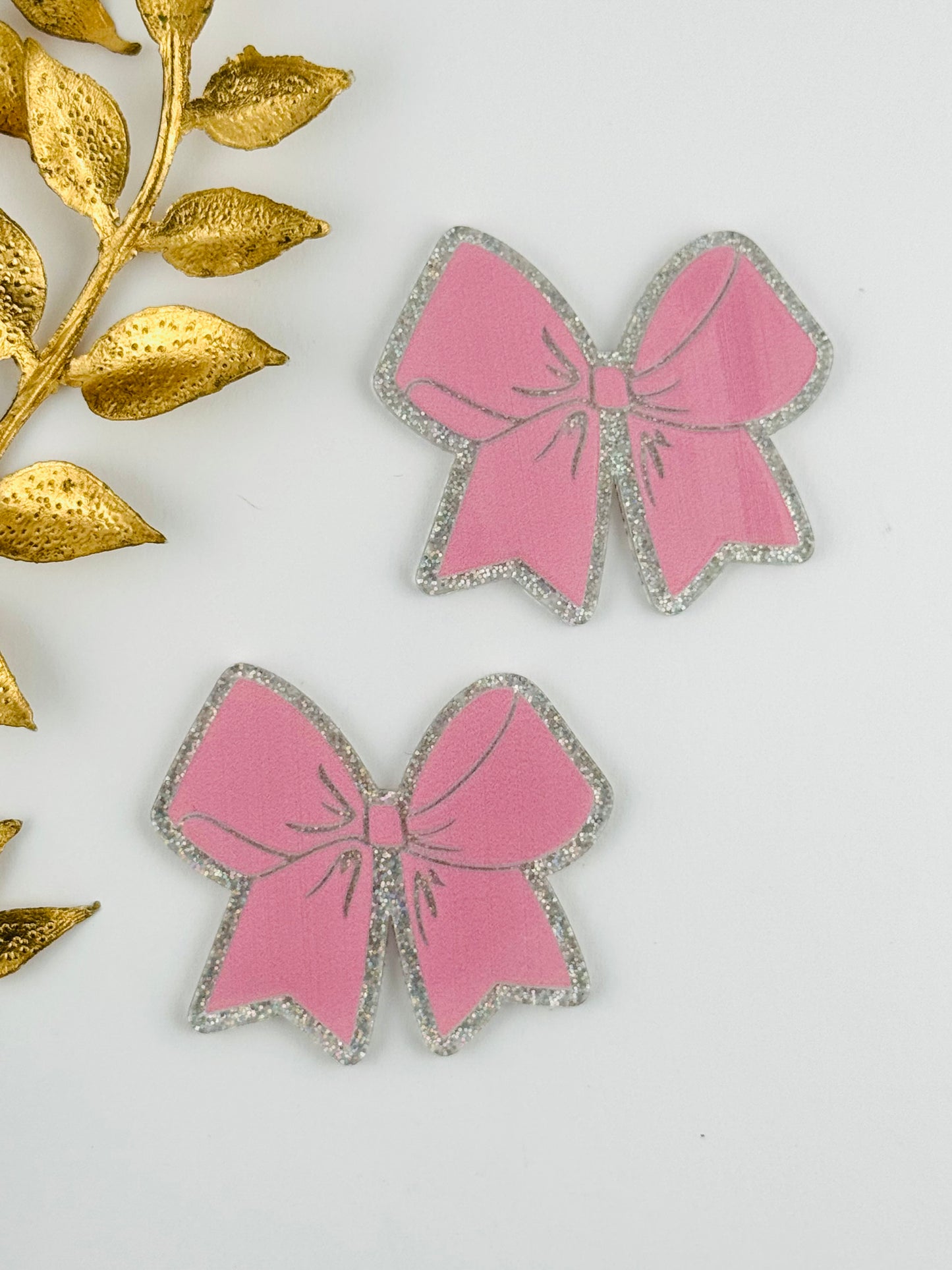 Glitter Acrylic Flatback ~ 201 ~ Solid Pink Bow