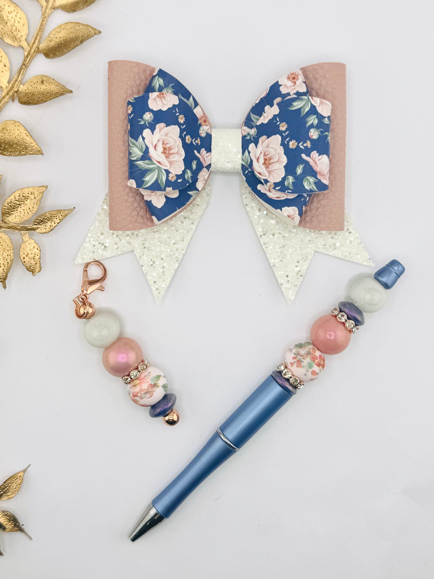 Faux Leather Bow ~ Ditsy Floral