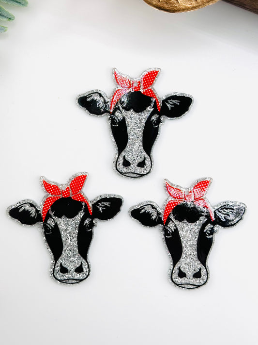 Glitter Acrylic Keychain Charm ~ Connie the Cow