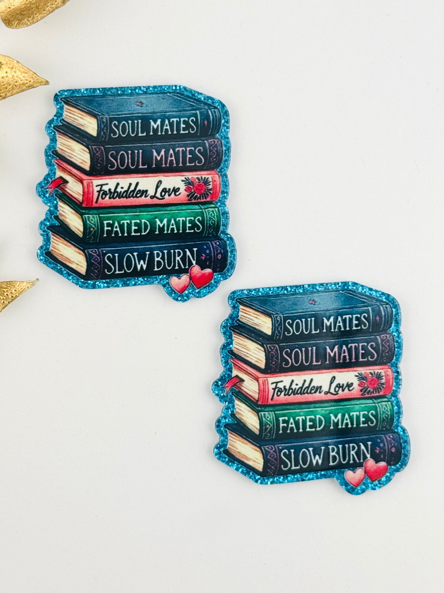 Glitter Acrylic Flatback ~ 110 ~ Genre Book Stack