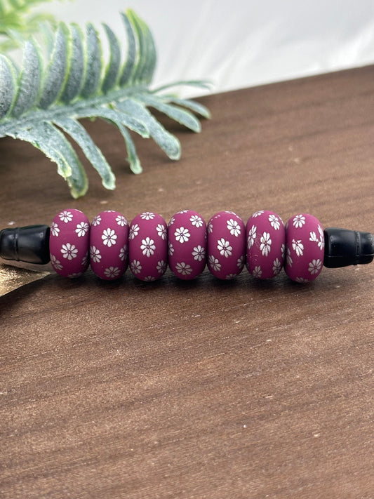 P431 Metallic Daisy Red Wine *Exclusive 14mm Abacus