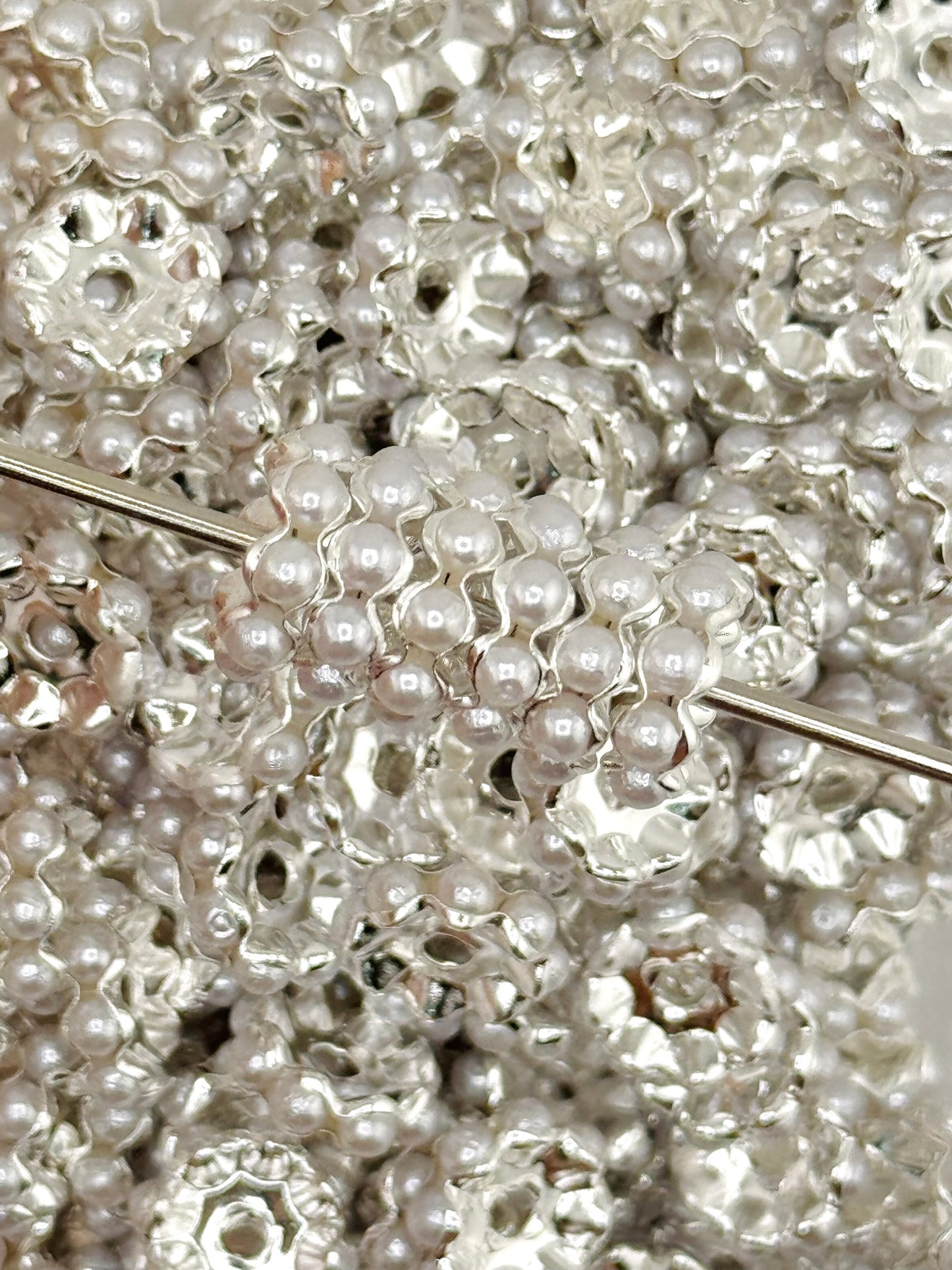 Pearl Gem 12mm Spacers ~ Small Hole WAVY (10ct)