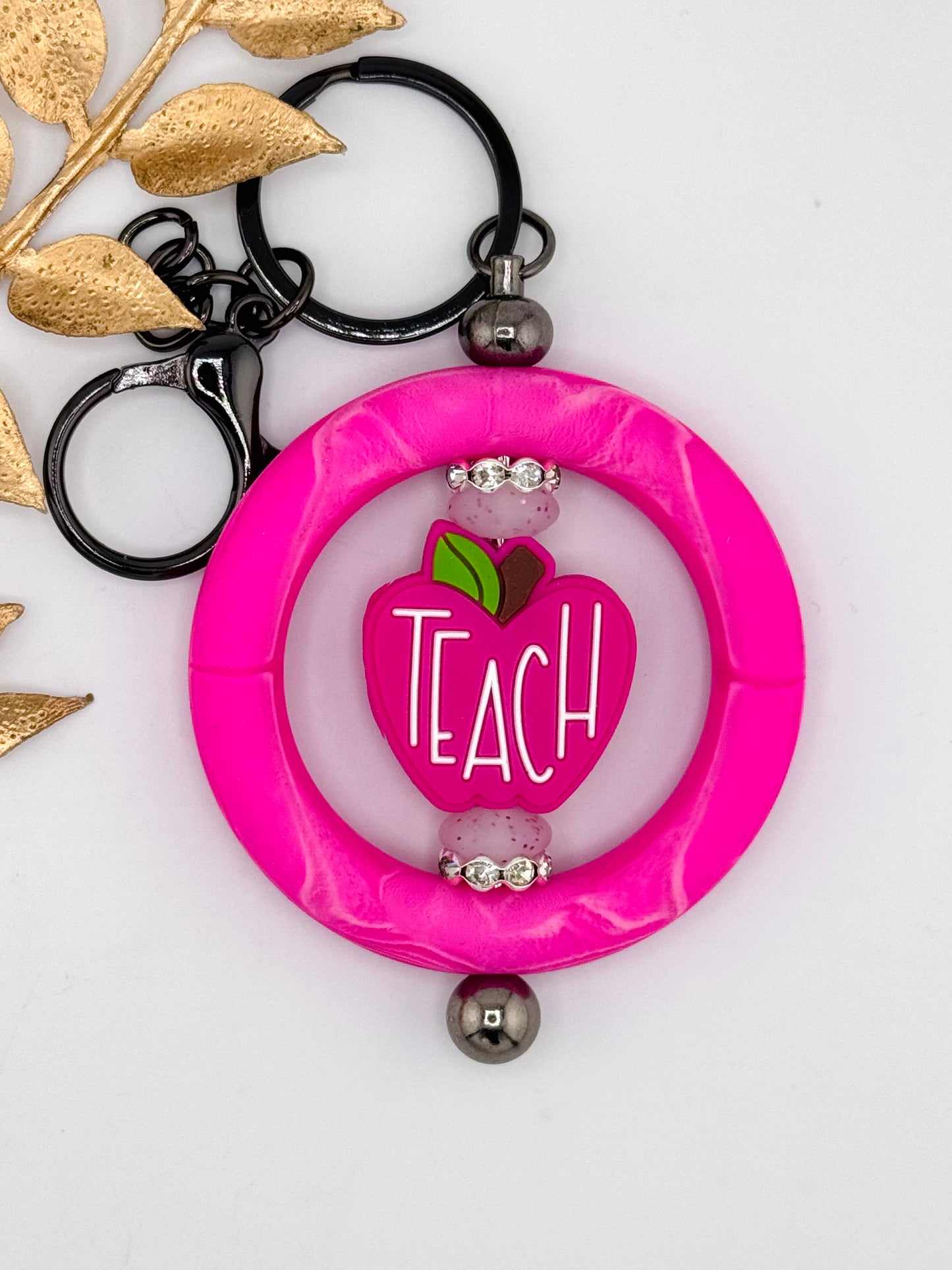 Key Ring Kit ~ Bright Pink Teach Apple