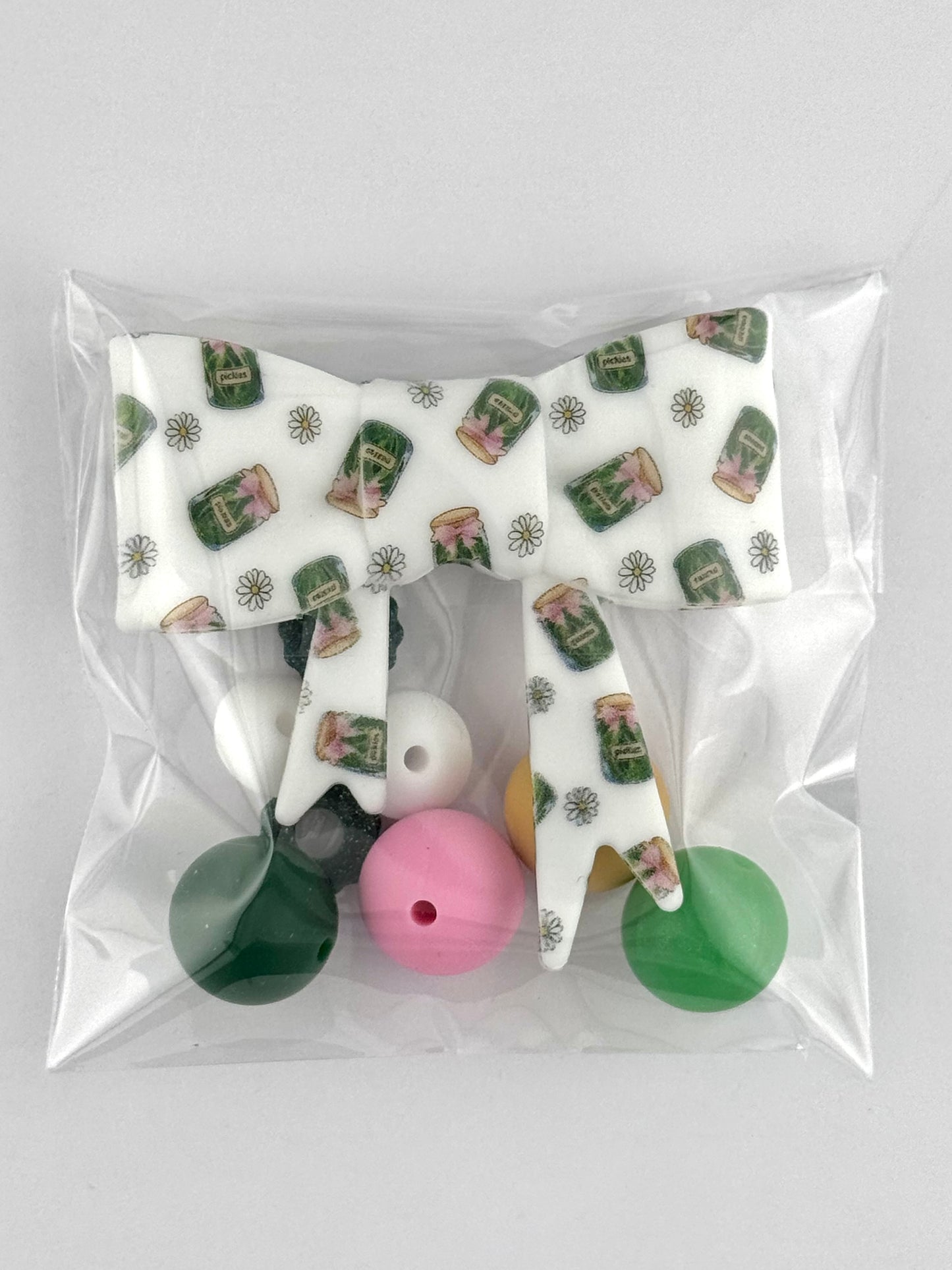 Bead Bag - Pickle Jar Daisies Bow