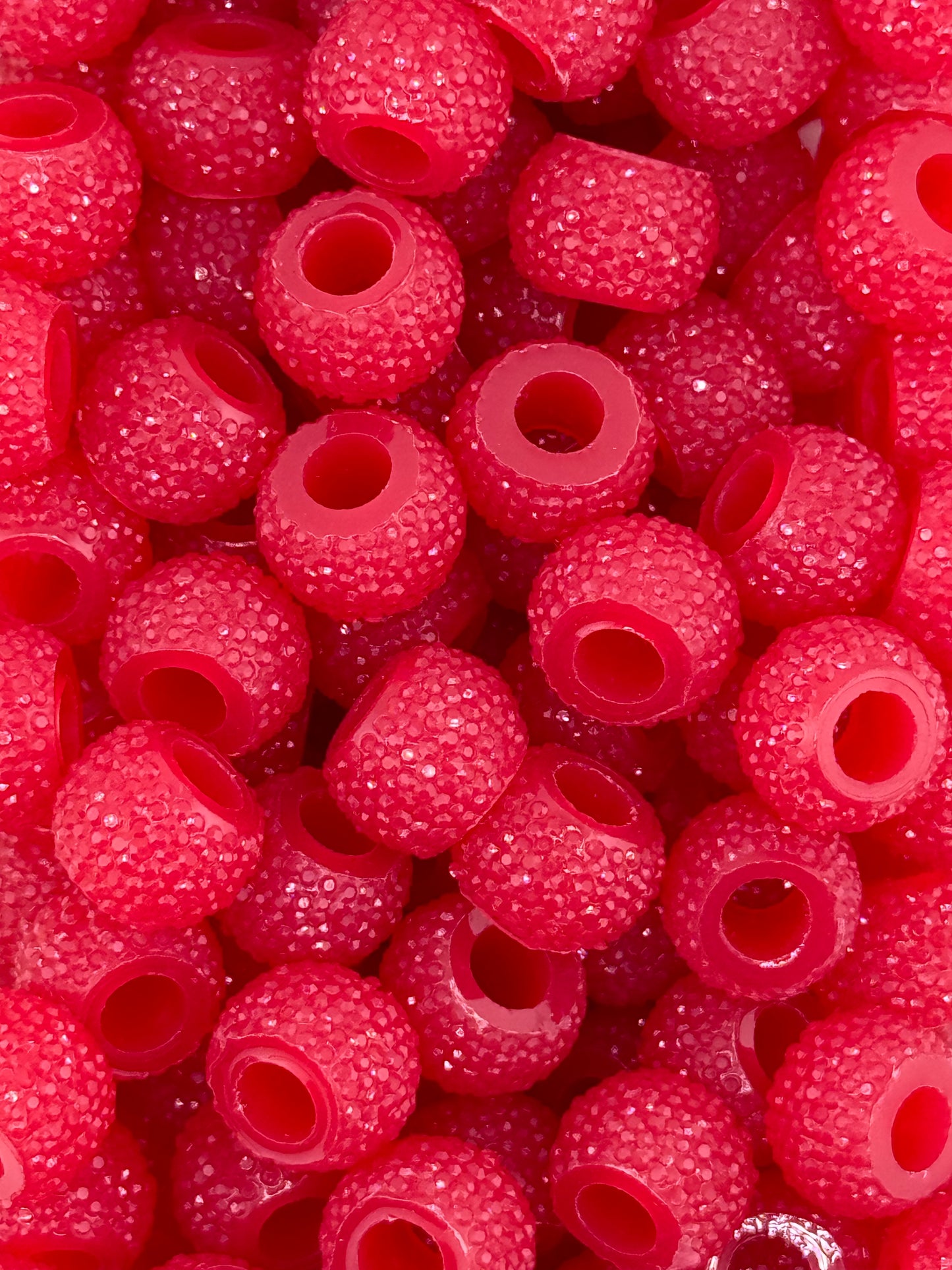 Resin Rhinestone Spacer 12mm ~ Wide Large Hole ~ Christmas Red (10ct)