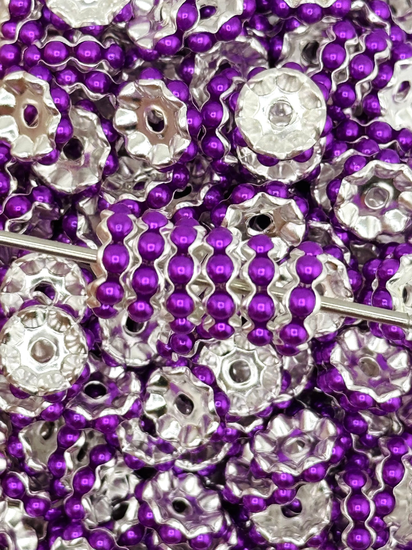 Pearl Gem 12mm Spacers ~ Small Hole WAVY (10ct)