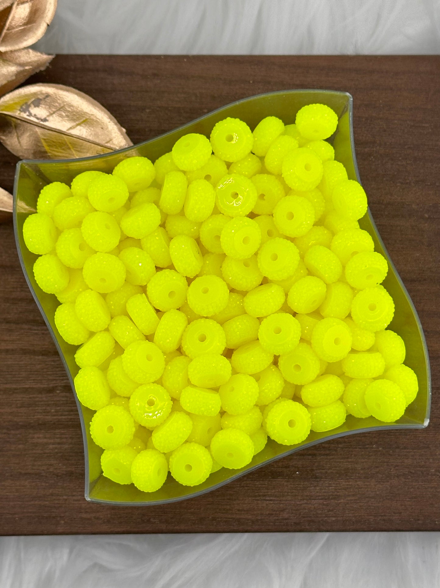 Resin Rhinestone Spacer 12mm ~ Neon Yellow (10ct)