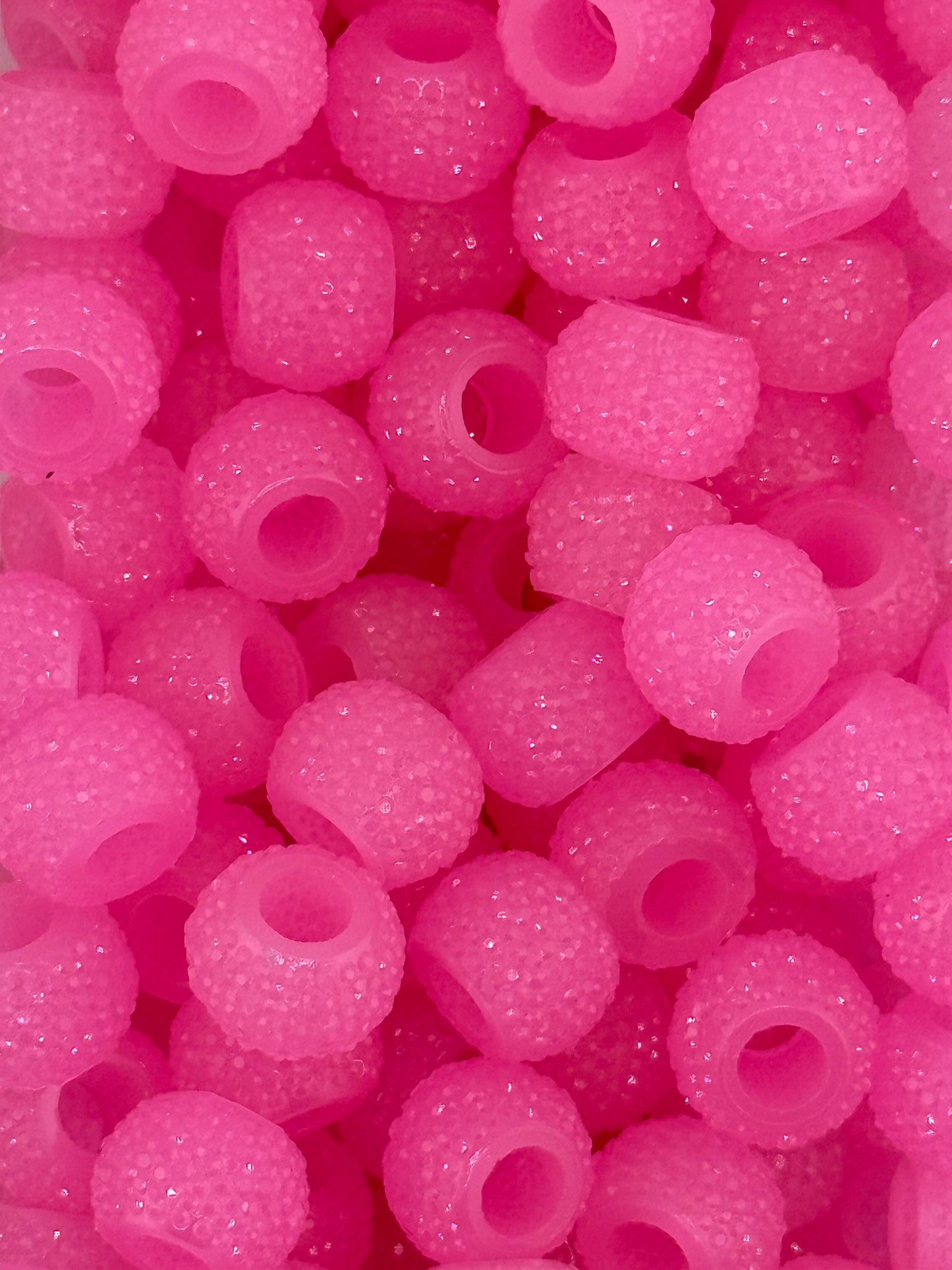 Resin Rhinestone Spacer 12mm ~ Wide Large Hole ~ Hot Pink (10ct)