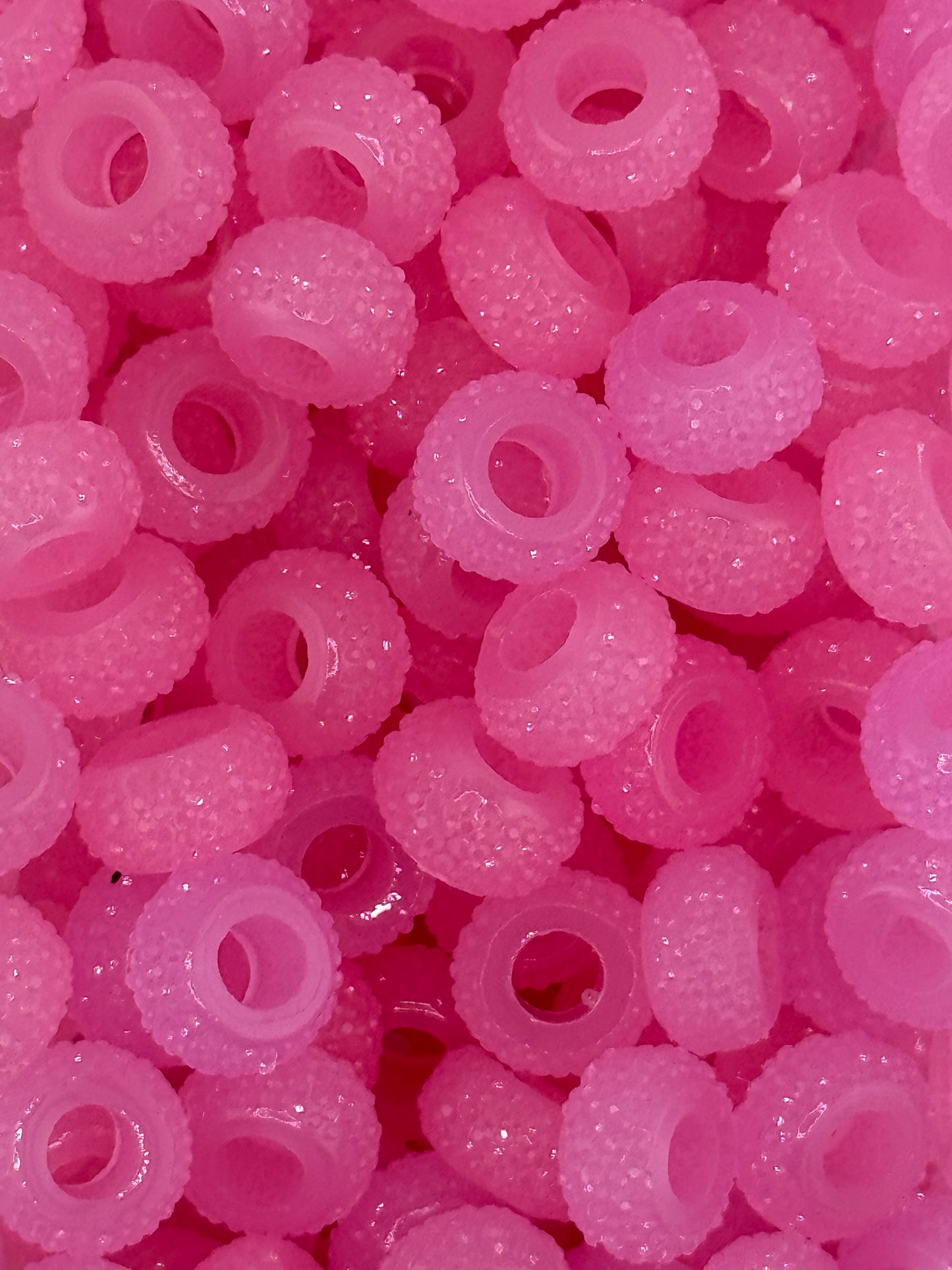 Resin Rhinestone Spacer 12mm ~ Narrow Large Hole ~ Hot Pink (10ct)