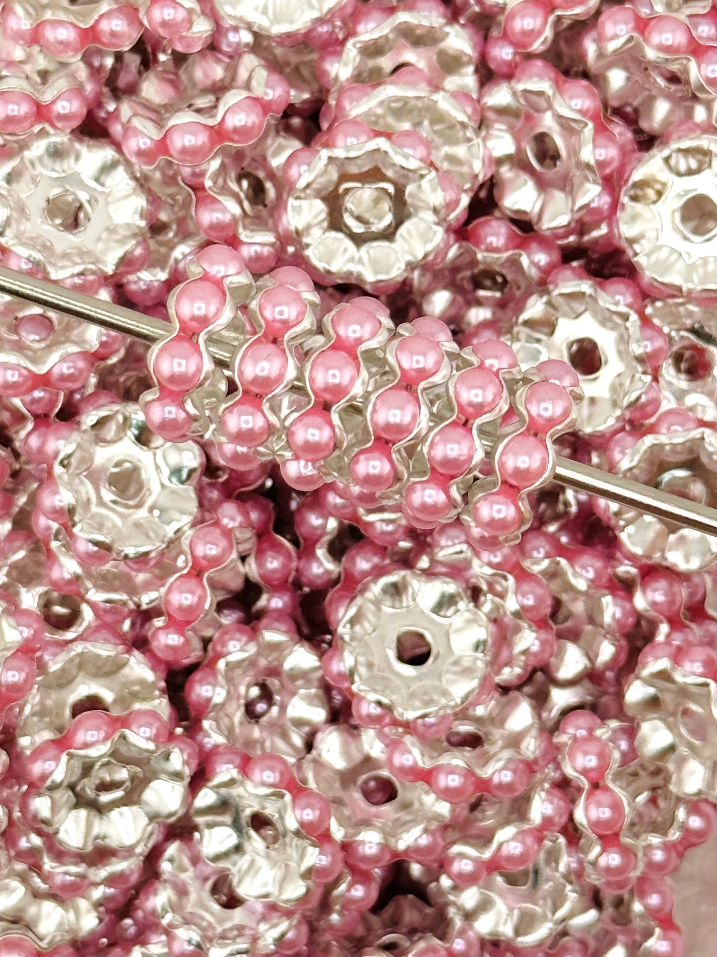 Pearl Gem 12mm Spacers ~ Small Hole WAVY (10ct)