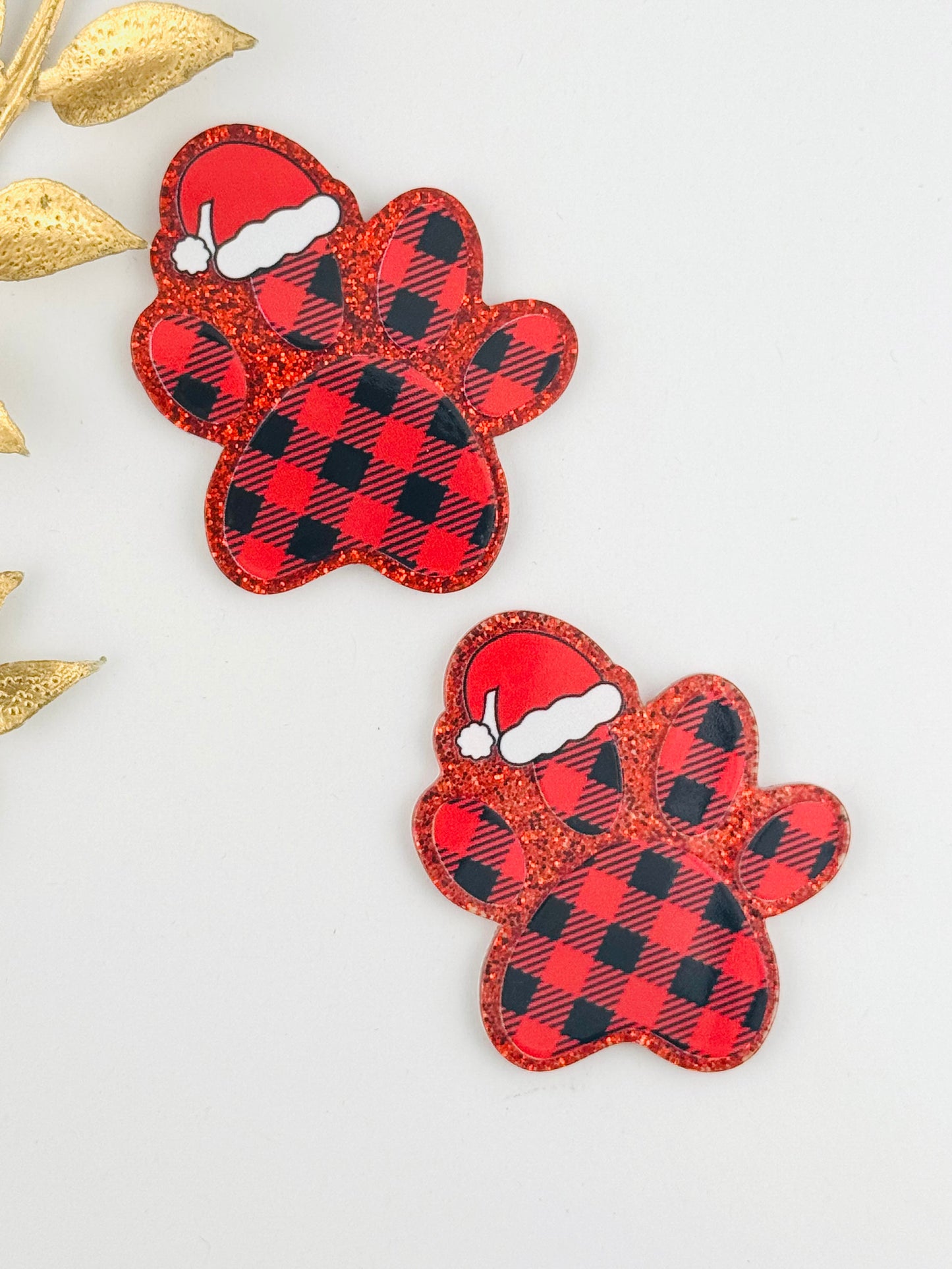 Glitter Acrylic Flatback ~ 103 ~ Plaid Paw