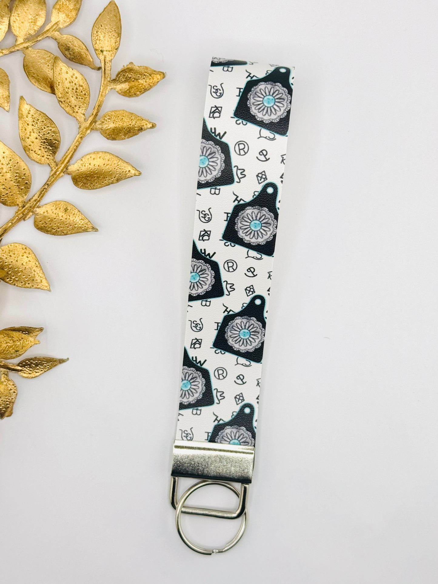 Faux Leather Key Fob - Western Daisy Tag