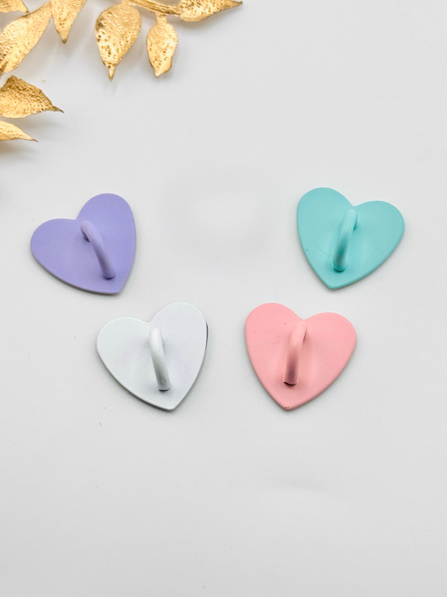 Large Matte Colored Metal Heart Hooks