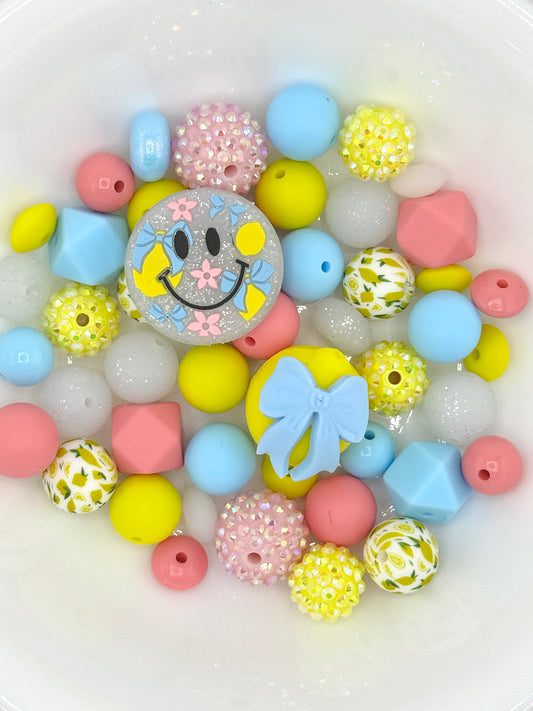 Silicone & Acrylic Bead Mix (48pc) ~ Lemon Drop