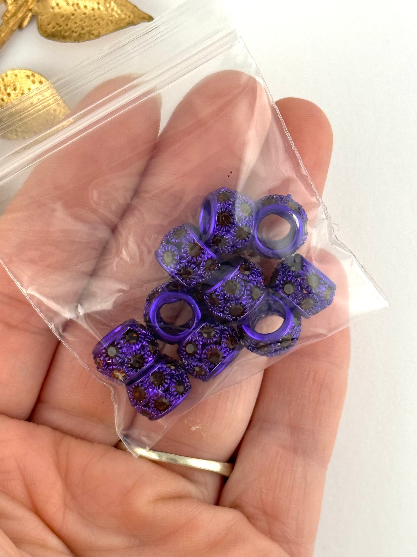 Purple Orange 10mm Premium Wide (Large Hole) Spacers (10ct)