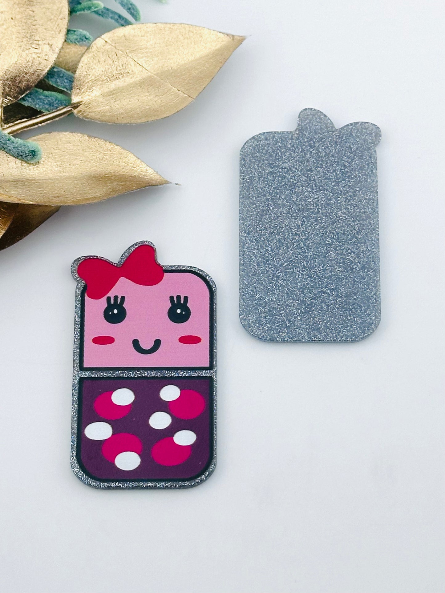 Glitter Acrylic Flatback ~ 1010N ~ Pinky Pill