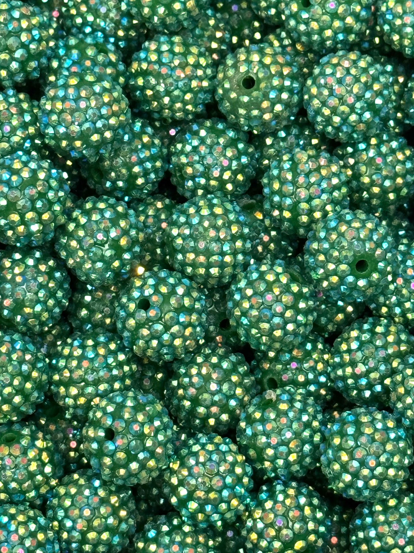 Christmas Green Rhinestone 20mm Acrylic