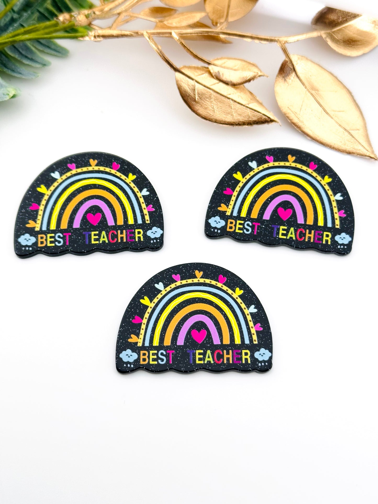 Glitter Acrylic Flatback ~ 1039T ~ Best Teacher
