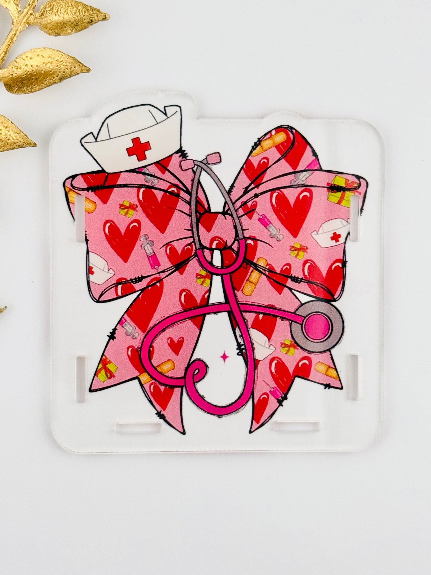 Acrylic Storage Box ~ Pink Nurse Bow