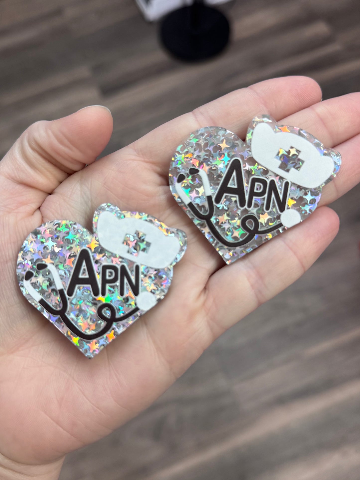 Glitter Acrylic Flatback ~ 1093N ~ APN Heart