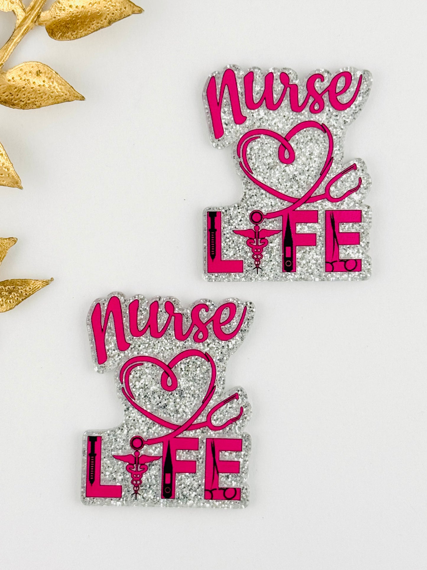 Glitter Acrylic Flatback ~ 1086N ~ Nurse Life