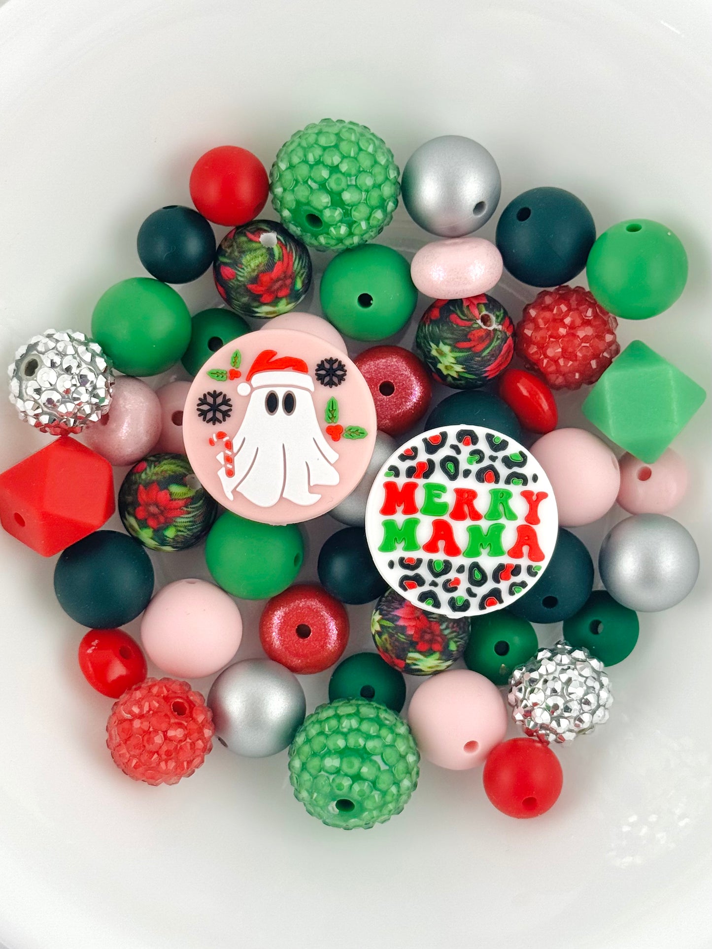 Silicone & Acrylic Bead Mix (48pc) ~ Merry Ghost Mama
