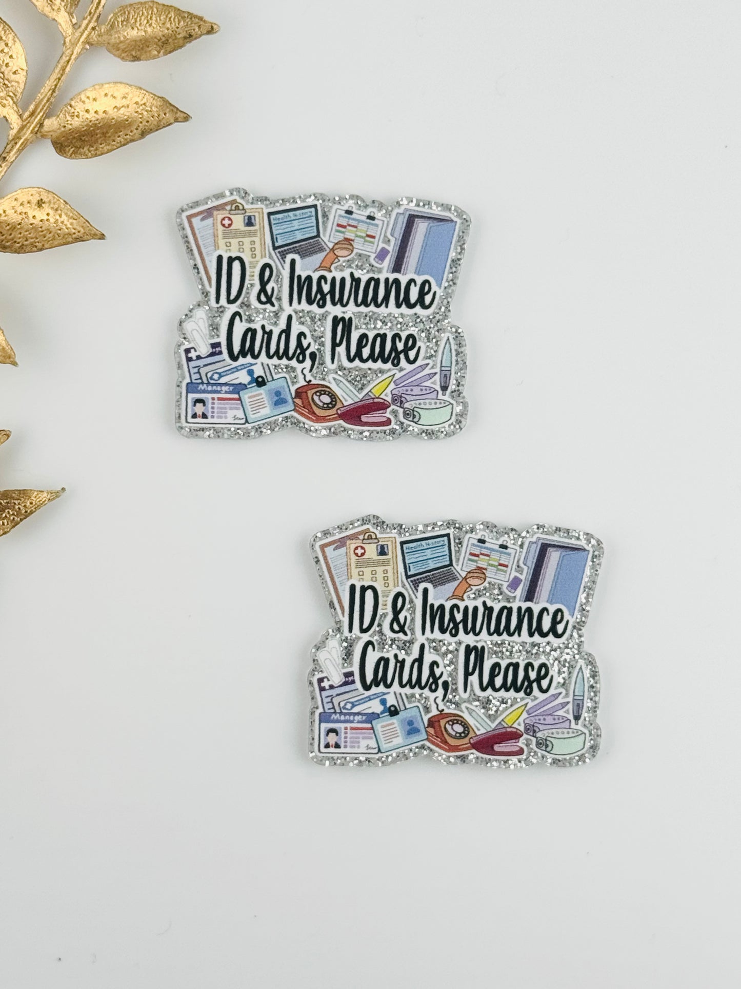 Glitter Acrylic Flatback ~ 1032N ~ ID Card