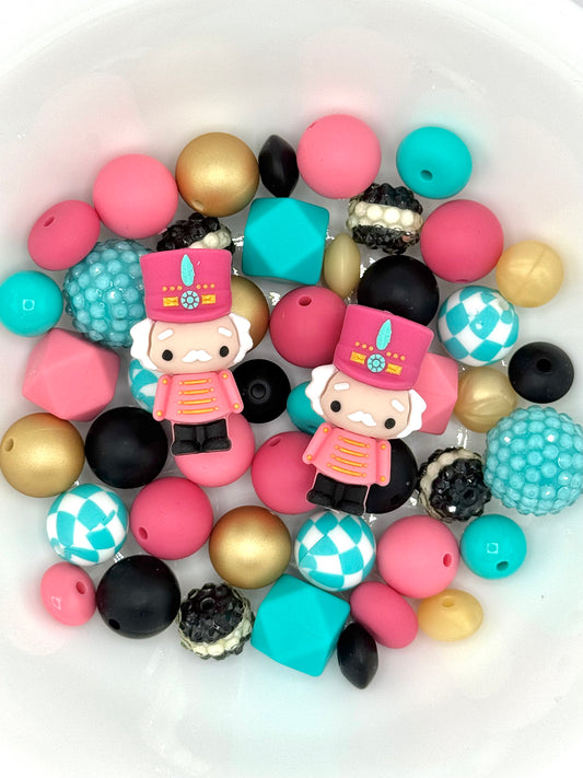 Silicone & Acrylic Bead Mix (48pc) ~ Candy Land Nutcracker