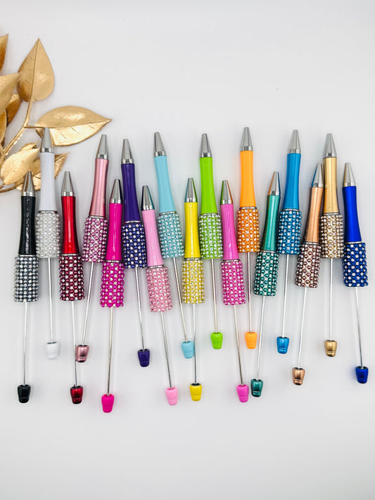 Pearled Rhinestone Plastic Beadable Pens