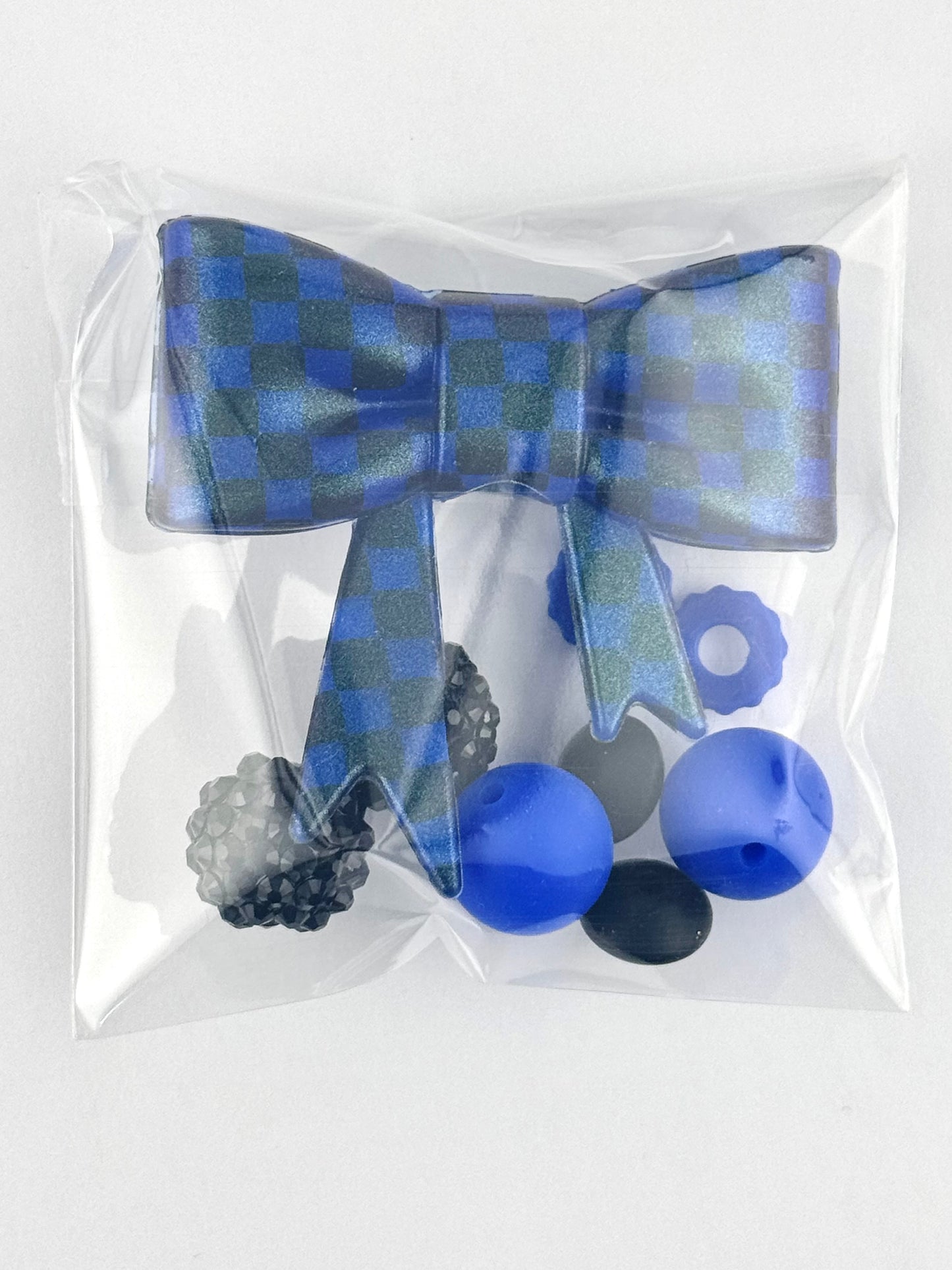 Bead Bag - Opal Blue Checker