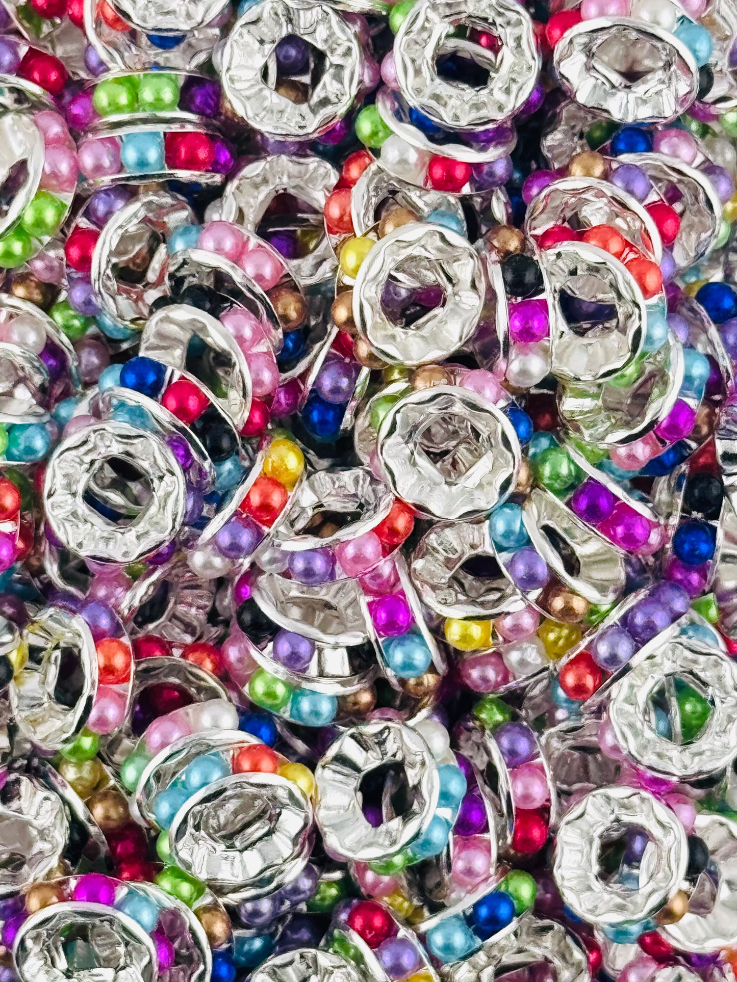 Pearl Gem 12mm Spacers ~ Large Hole (10ct)