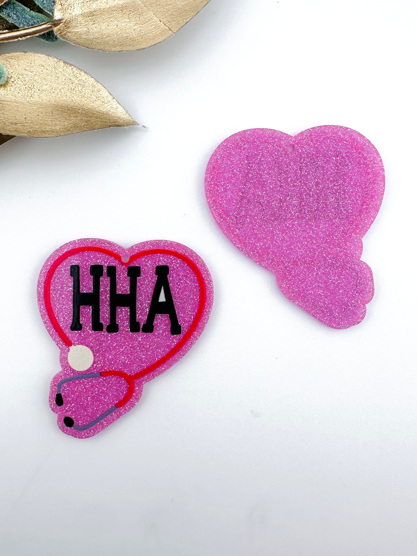 Glitter Acrylic Keychain Charm ~ HHA Heart